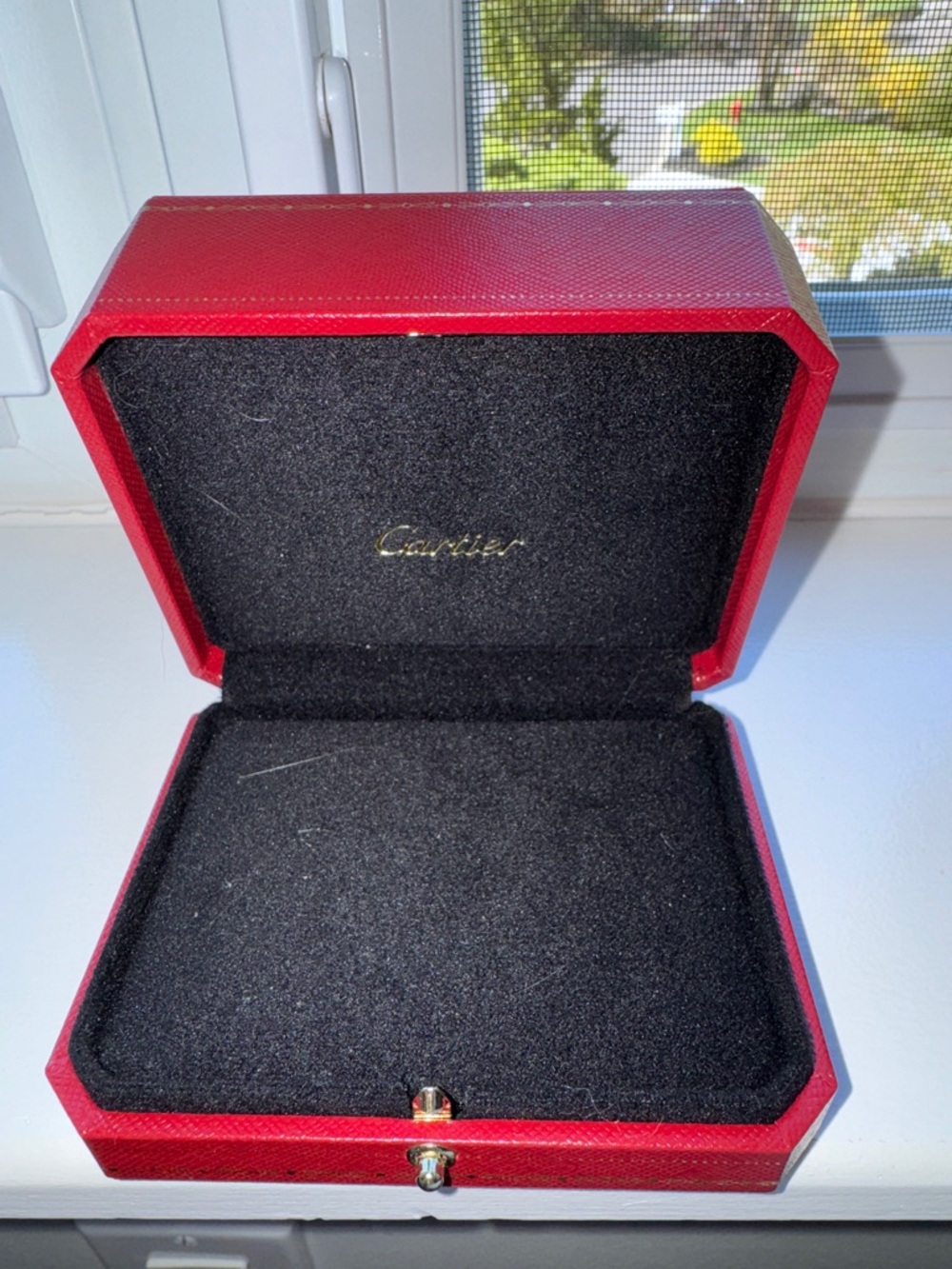 Cartier Red Jewelry Box with Gold Trim